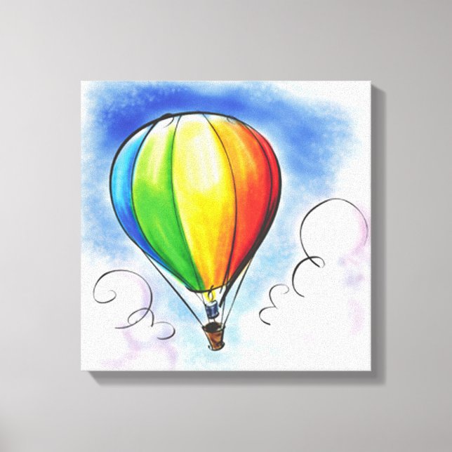 Colourful Hot air Balloon paint canvas Print (Front)