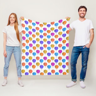 Colourful Hot Air Balloon Pattern Fleece Blanket