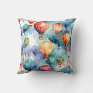 Colourful Hot Air Balloon Pattern Throw Pillow