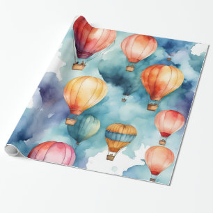 Colourful Hot Air Balloon Pattern  Wrapping Paper