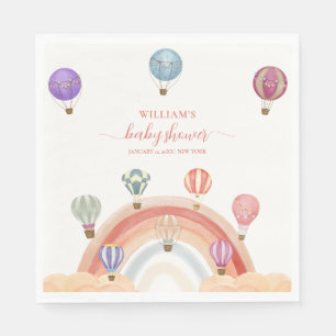Colourful Hot Air Balloon Rainbow Baby Shower  Napkin