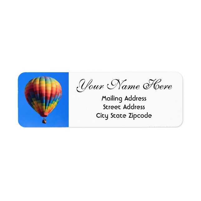 Colourful Hot Air Balloon Return Address (Front)