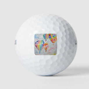 Colourful Hot Air Balloon Watercolor Art Design Golf Balls
