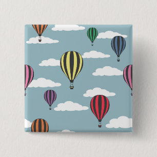 Colourful hot air balloons 2 inch square button