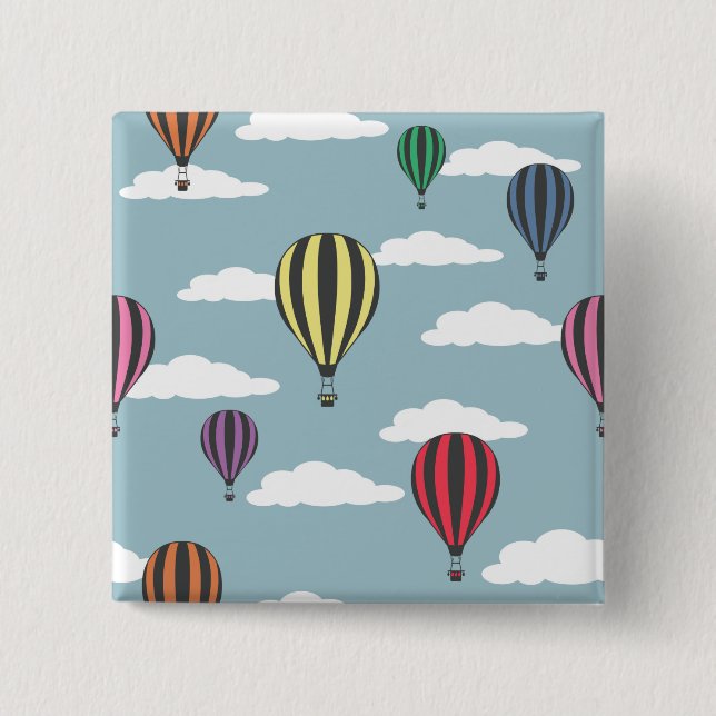 Colourful hot air balloons 2 inch square button (Front)