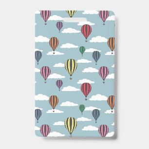 Colourful hot air balloons badge