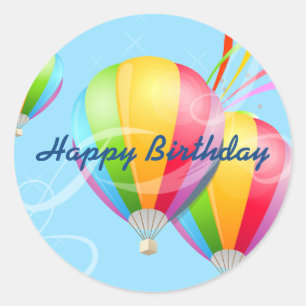 Colourful Hot Air Balloons Birthday Sticker