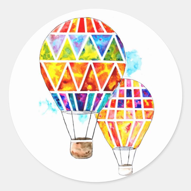 Colourful Hot Air Balloons Classic Round Sticker (Front)