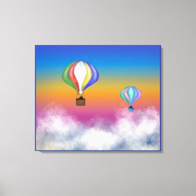 Colourful Hot Air Balloons Colourful Sky Illustrat Canvas Print (Front)