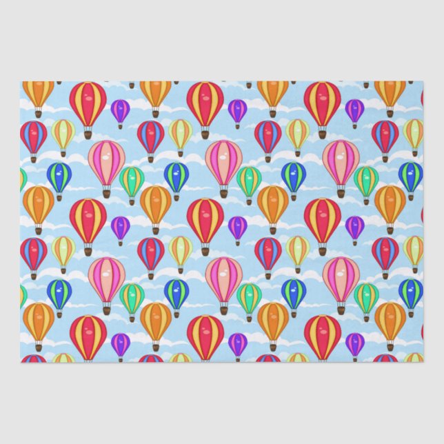 Colourful Hot Air Balloons In The Sky Tissue Paper (Front)