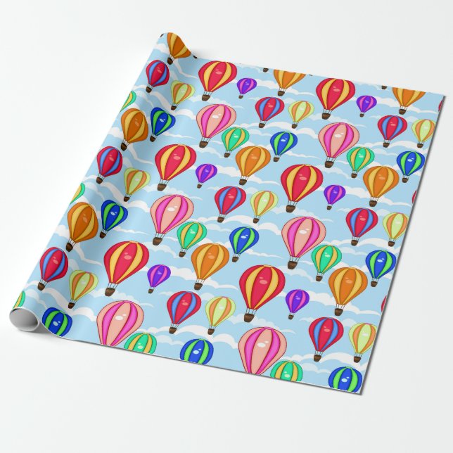 Colourful Hot Air Balloons In The Sky Wrapping Paper (Unrolled)