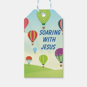 Colourful hot air balloons kids  gift tags