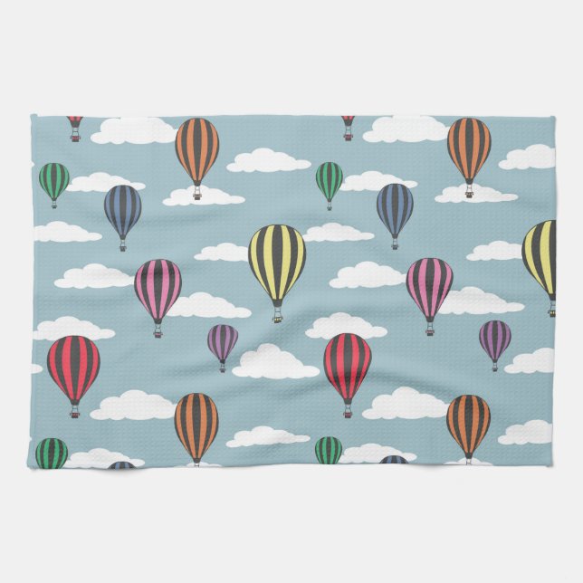 Colourful hot air balloons kitchen towel (Horizontal)