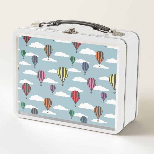Colourful hot air balloons metal lunch box (Front)