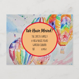 Colourful Hot Air Balloons New Address Postcard