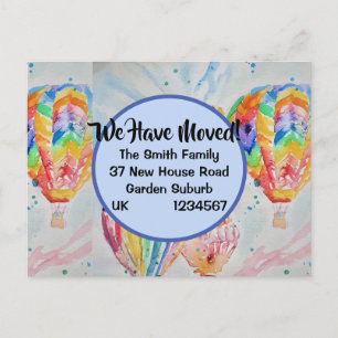 Colourful Hot Air Balloons New Address Postcard