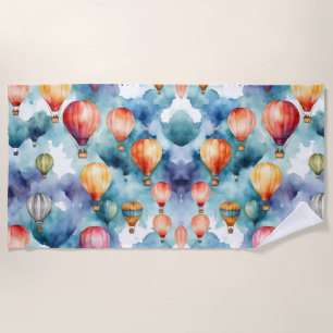 Colourful Hot Air Balloons Pattern . Beach Towel
