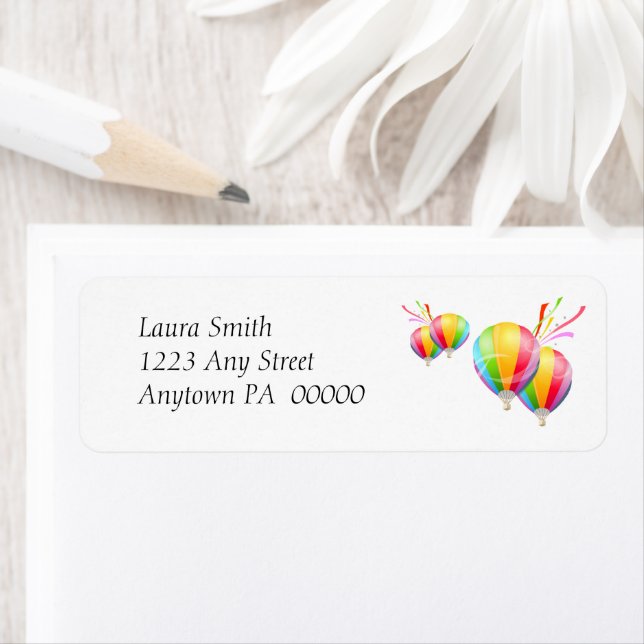 Colourful Hot Air Balloons Return Address Label (Insitu)