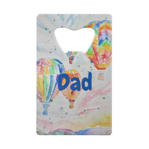 Colourful Hot Air Balloons Watercolour Painting Credit Card Bottle Opener