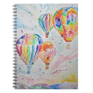 Colourful Hot Air Balloons Watercolour Painting No Notebook