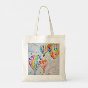 Colourful Hot Air Balloons Watercolour Painting Tote Bag