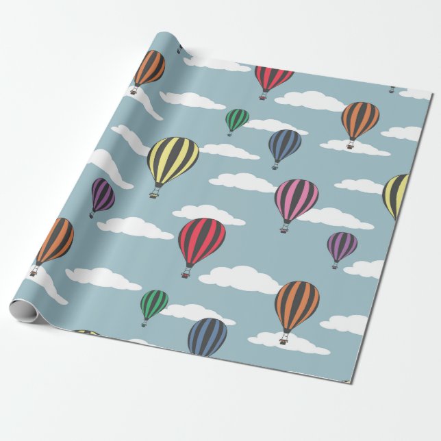 Colourful hot air balloons wrapping paper (Unrolled)