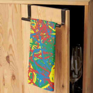 Colourful hot mess blast multi colour splash rainb kitchen towel