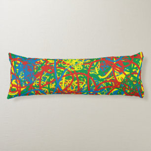 Colourful Hot Mess Red Blue Green Scribbles Artsy Body Pillow