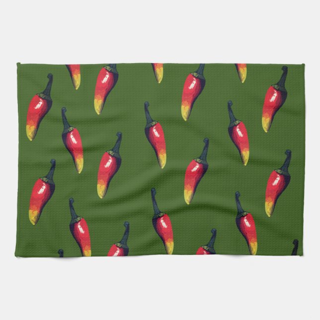 Colourful Hot Peppers Custom Kitchen Towel (Horizontal)