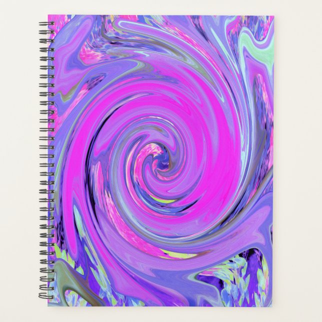 Colourful Hot Pink and Purple Boho Hippie Swirl Planner (Front)