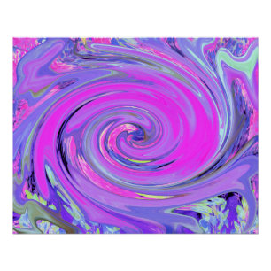 Colourful Hot Pink and Purple Boho Hippie Swirl Poster