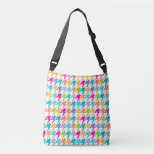 Colourful Houndstooth On White Seamless Pattern Crossbody Bag