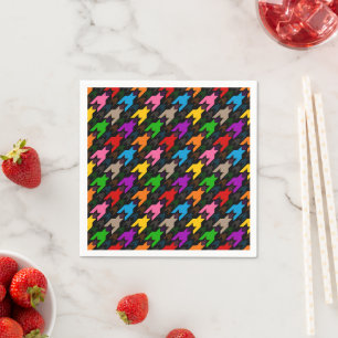 Colourful Houndstooth Pattern Black  Napkin
