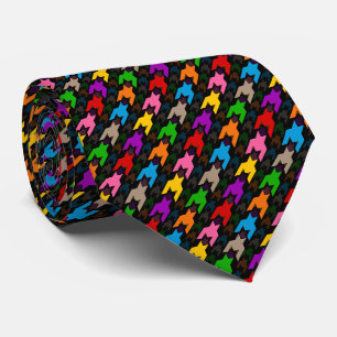 Colourful Houndstooth Pattern Black  Tie