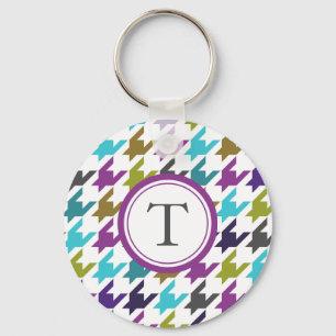 Colourful houndstooth pattern keychain