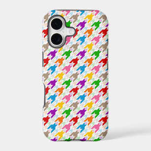 Colourful Houndstooth Pattern White 
