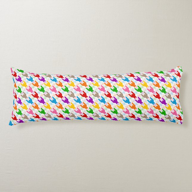Colourful Houndstooth Pattern White  Body Pillow (Front)