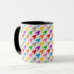 Colourful Houndstooth Pattern White  Mug