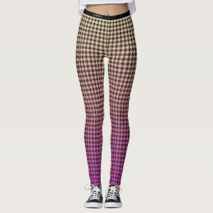 Colourful Houndstooth-Pink to Yellow Gradient- Leggings