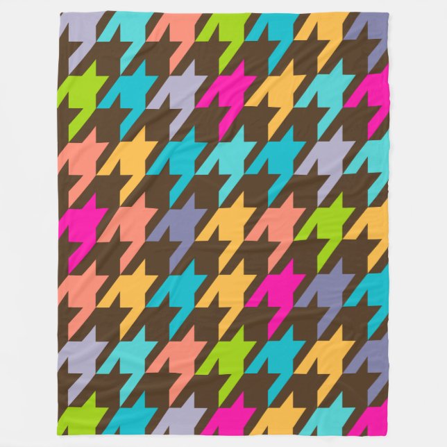 Colourful Houndstooth Seamless Pattern 4 Fleece Blanket (Front)