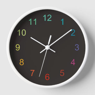Colourful hours on dark background Wall Clock
