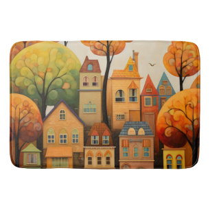 Colourful houses and trees in the fall bath mat