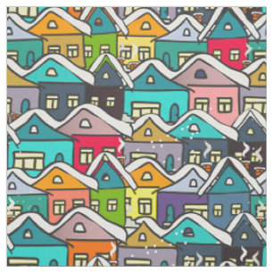 Colourful Houses In Winter Fabric