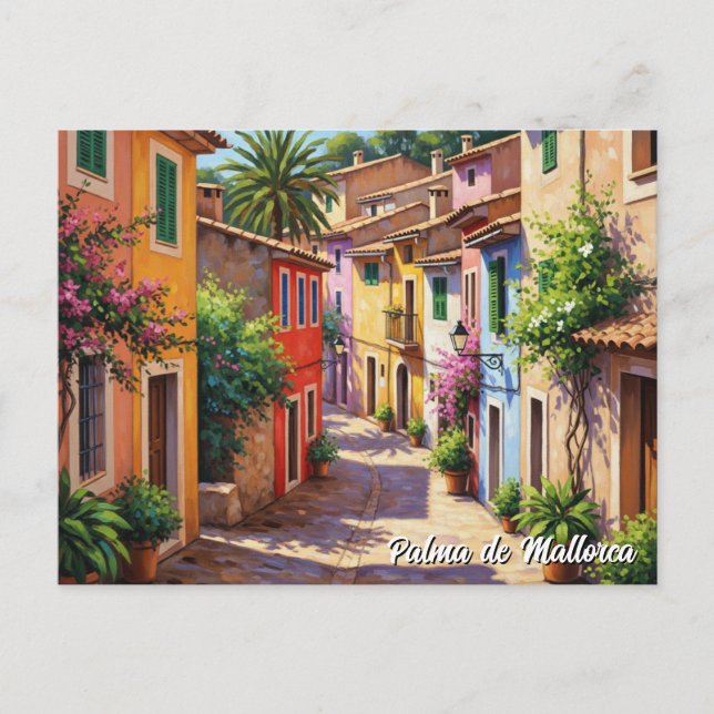 Colourful Houses Palma de Mallorca Spain Travel Postcard (Front)
