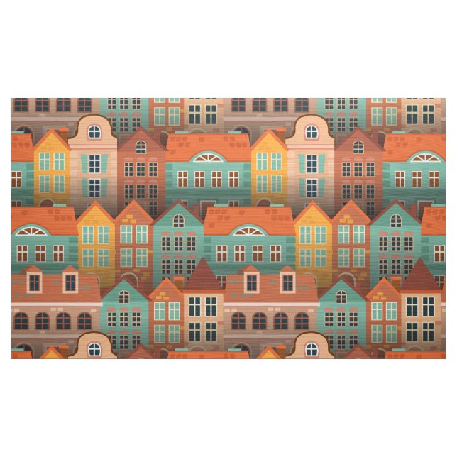 Colourful houses pattern fabric (Yard)