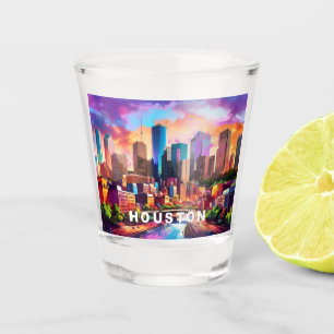 Colourful Houston Skyline Abstract Art Shot Glass