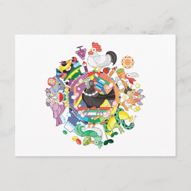 colourful hue circle gradation with black and whit postcard (Front)
