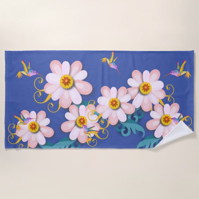 Colourful Humming Bird   Beach Towel (Front)