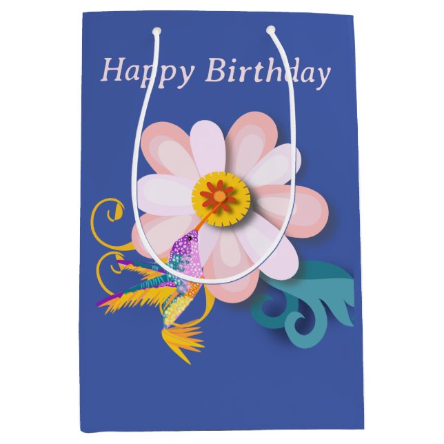Colourful Humming Bird Editable Medium Gift Bag (Front)