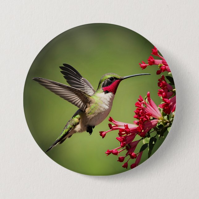 Colourful Hummingbird 3 Inch Round Button (Front)
